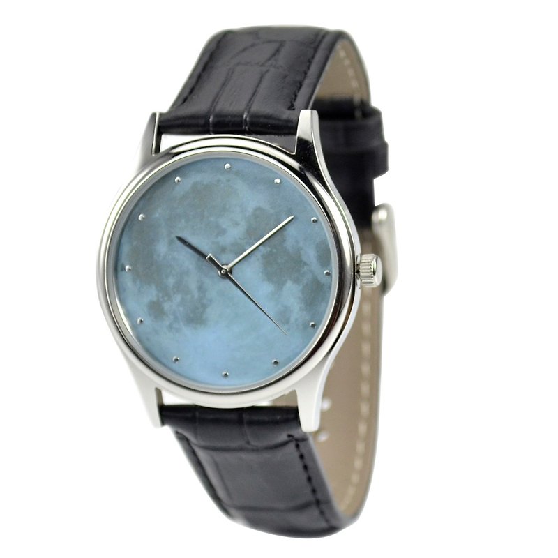 Moon Watch (Light Blue)-Unisex-Free Shipping Worldwide - นาฬิกาผู้หญิง - โลหะ สีน้ำเงิน