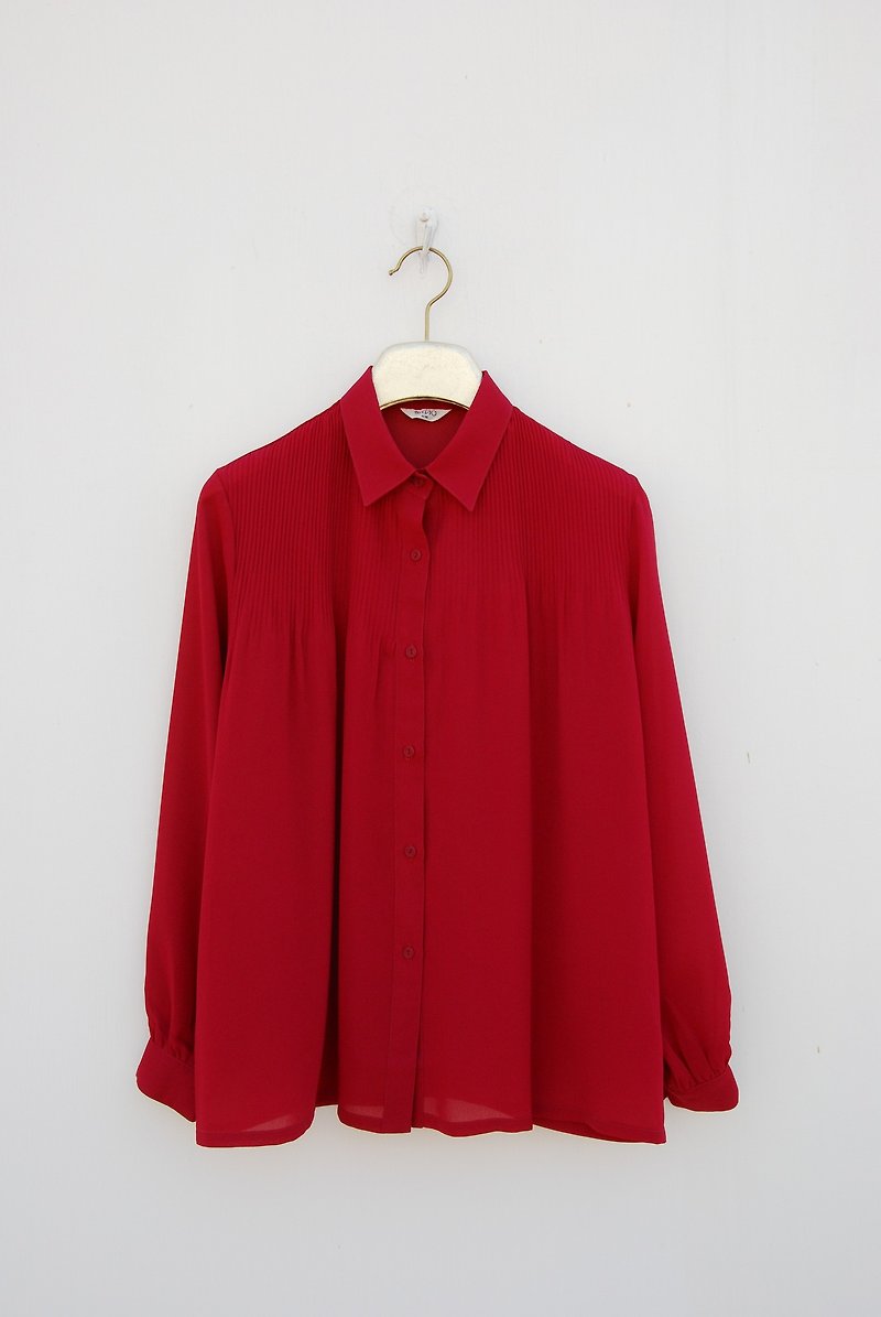 其他材質 女襯衫 - 古著紅襯衫
