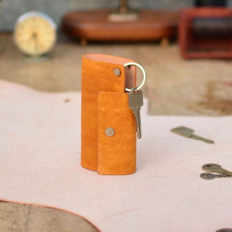 亥卡 HIKER / 手製鑰匙包 - 山吹 - 鑰匙圈/鎖匙扣 - 真皮 橘色