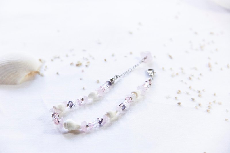 Danhai Series / Heart Stone-Natural Stone Powder Crystal Shell Bracelet - Bracelets - Gemstone Pink