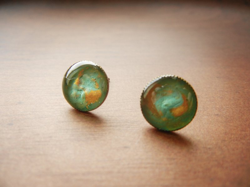 *coucoubird*mixed color earrings-green gold - Earrings & Clip-ons - Other Metals Green