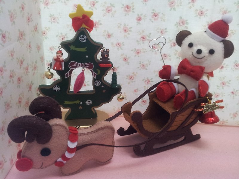 【Christmas bear male elk sleigh】 card holder / business card holder - Stuffed Dolls & Figurines - Other Materials 