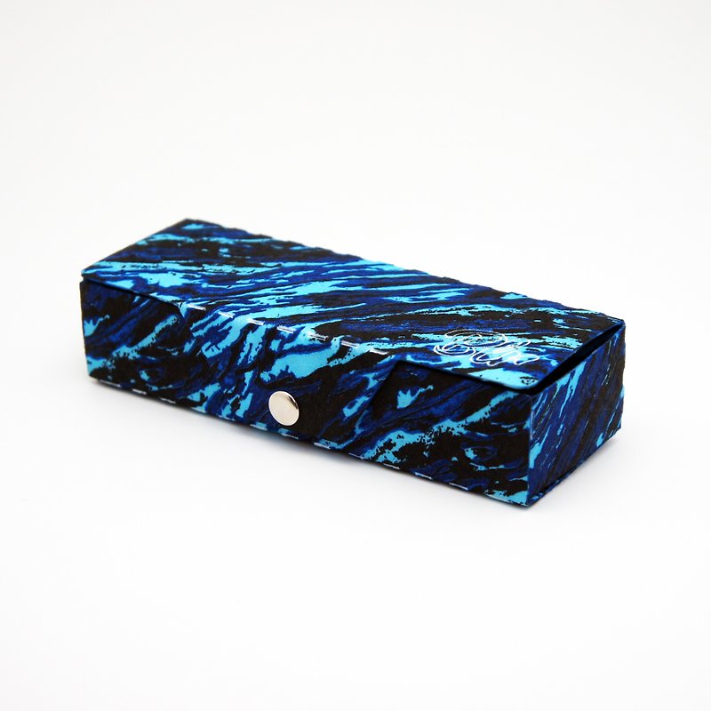 BLR Glasses case  Box [ Blue Marble ] CB08 - กล่องดินสอ/ถุงดินสอ - วัสดุอื่นๆ สีน้ำเงิน