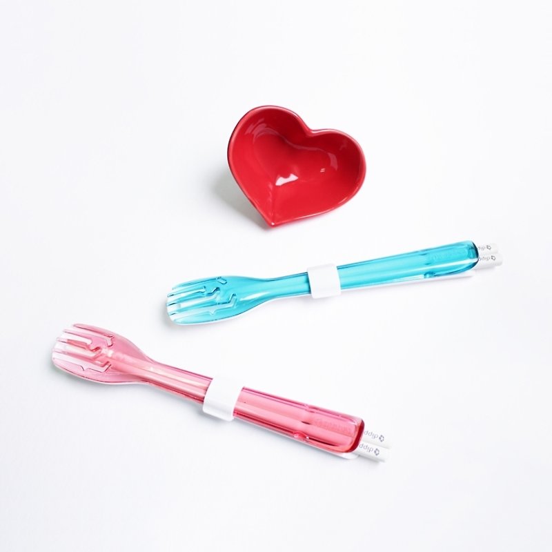 dipper 1+1情人限定組(環保餐具-SPS香檳粉紅+SPS海洋藍) - 情人節禮物首選 - Chopsticks - Plastic 