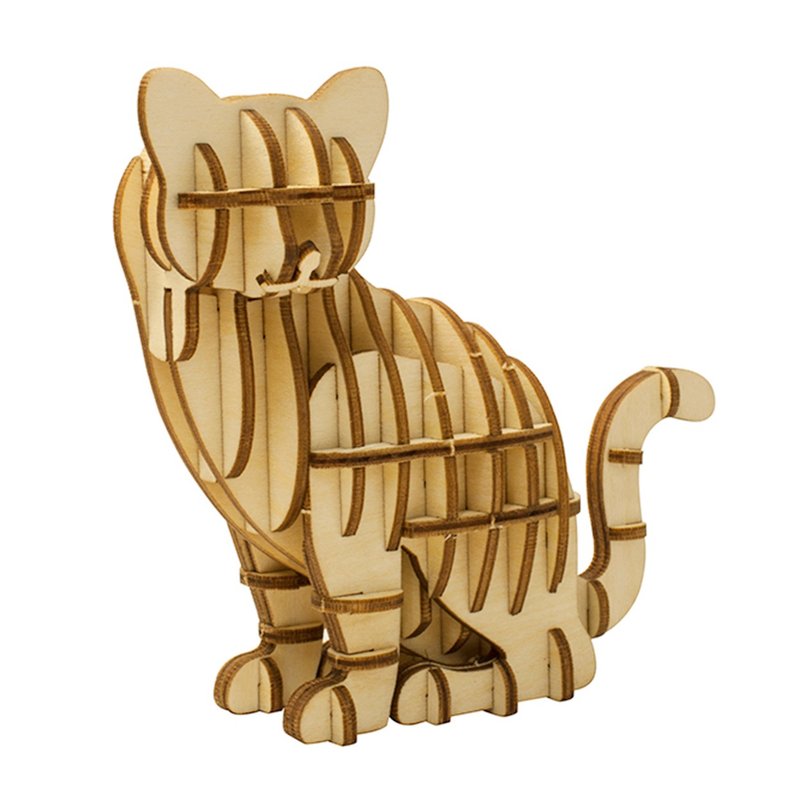 Team Green JIGZLE 3D Three-dimensional Puzzle Series | Wooden Cat Puzzle | Super Healing - เกมปริศนา - วัสดุอีโค สีนำ้ตาล