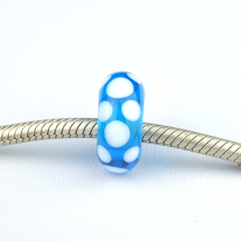 Blue Dots Handmade Lampwork Glass Charm Bead - Other - Glass Blue
