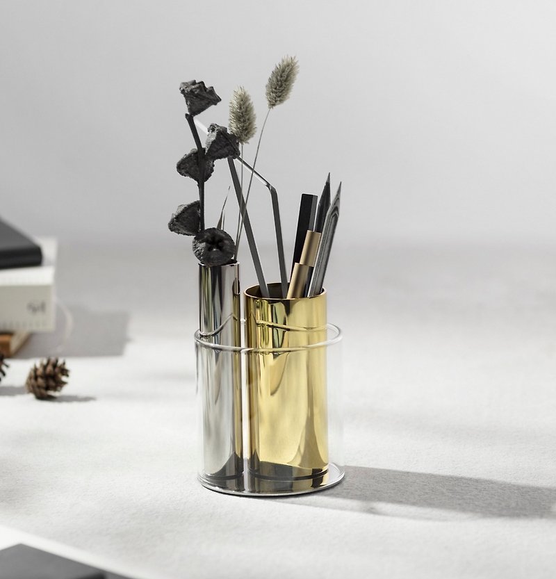 PENPO- Magnetic Desk Organiser Brass - Pen & Pencil Holders - Other Metals Gold