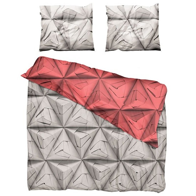 [Netherlands SNURK] creative bed covers two groups (pillowcase + quilt) - blossoming three-dimensional origami quilt set - red - double the size of < Qizhe clearing > - เครื่องนอน - วัสดุอื่นๆ สีแดง