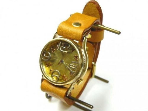 手作り時計 渡辺工房 Hand Craft Watch "Watanabe-KOBO" On Time-B 手作り時計 HandCraftWatch Mens Brass32mm フローティングインデックス (214B GD/CA)