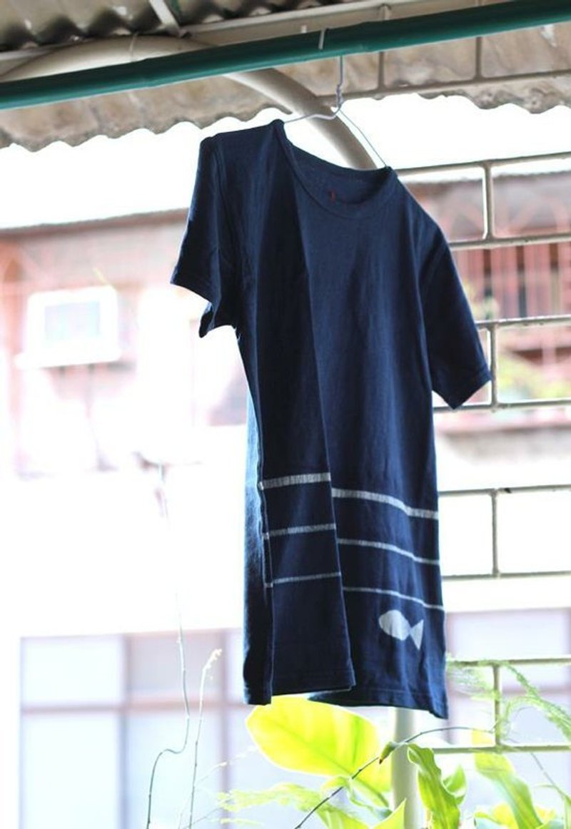 藍染T恤 ░ 小魚干XL - Men's T-Shirts & Tops - Cotton & Hemp Blue