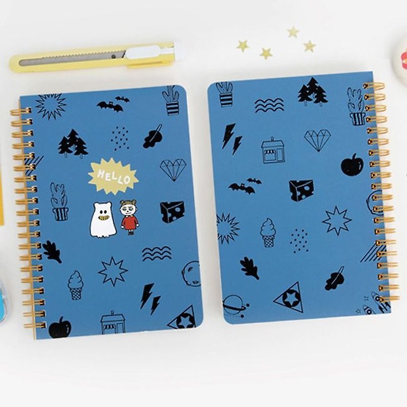 Clear specials - naughty ghost striped notebook M-hello, GMZ02452 - Notebooks & Journals - Paper Blue