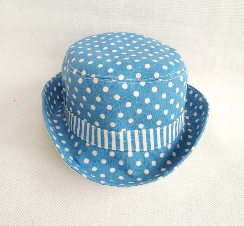 Va手工大人帽系列  點點休閒風雙面漁夫帽（淺藍） - 帽子 - 其他材質 藍色