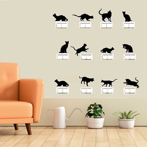 Smart Design 設計 壁貼 Smart Design 創意無痕壁貼◆貓咪開關貼