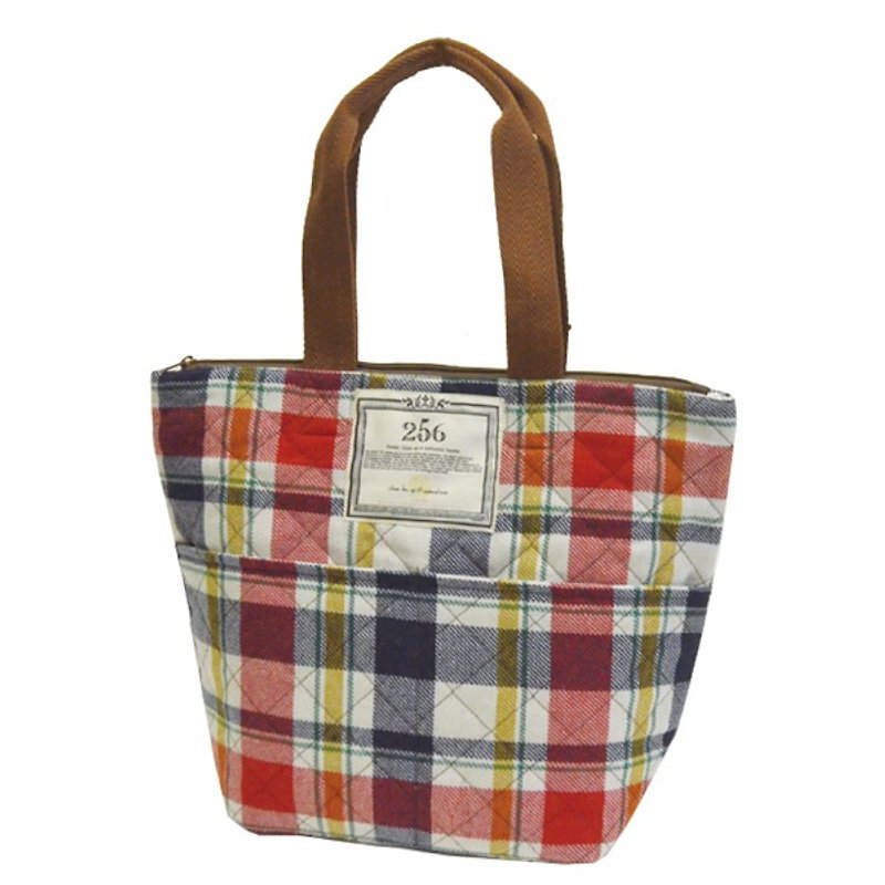 [DESTINO STYLE] Japan 256 Check Pattern Thermal Insulation Picnic Tote Bag (Small) - Handbags & Totes - Other Materials 
