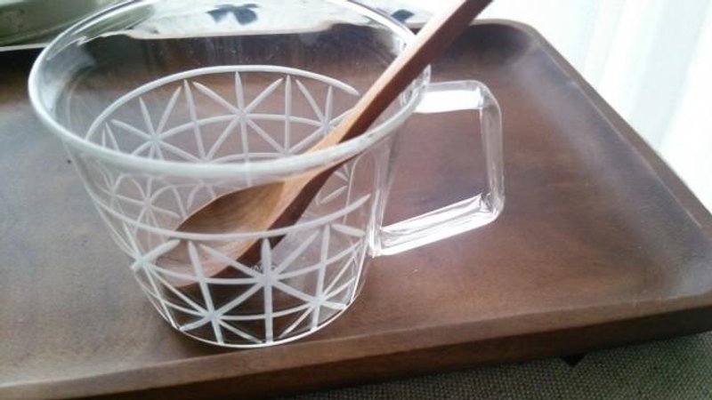 KIRIKO耐熱マグ 小 格子花 - 咖啡杯/馬克杯 - 其他材質 白色