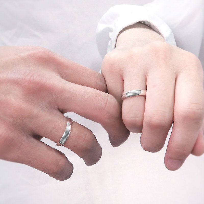 [Customized gift] Arc couple ring set [Unisex version + Unisex version] 925 sterling silver ring - Couples' Rings - Sterling Silver Silver