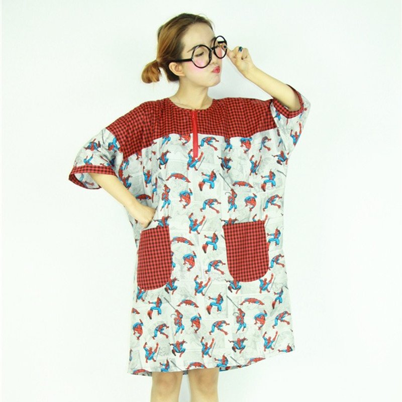 Spiderman Dress Dress - Tailor - กระโปรง - ผ้าฝ้าย/ผ้าลินิน สีแดง