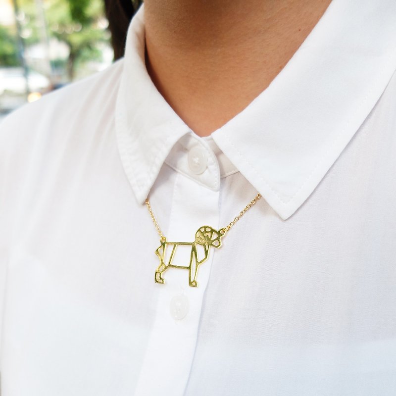 Goat, Origami Necklace, Animal Necklace, Animal Gifts, Birthday gifts - 項鍊 - 其他金屬 金色