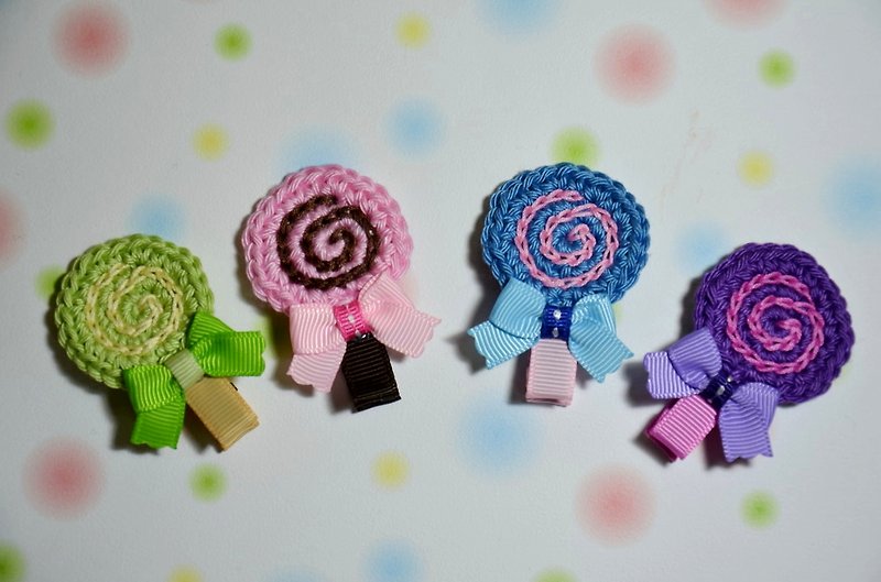 Woolen woven lollipop hairpin - ผ้ากันเปื้อน - วัสดุอื่นๆ 