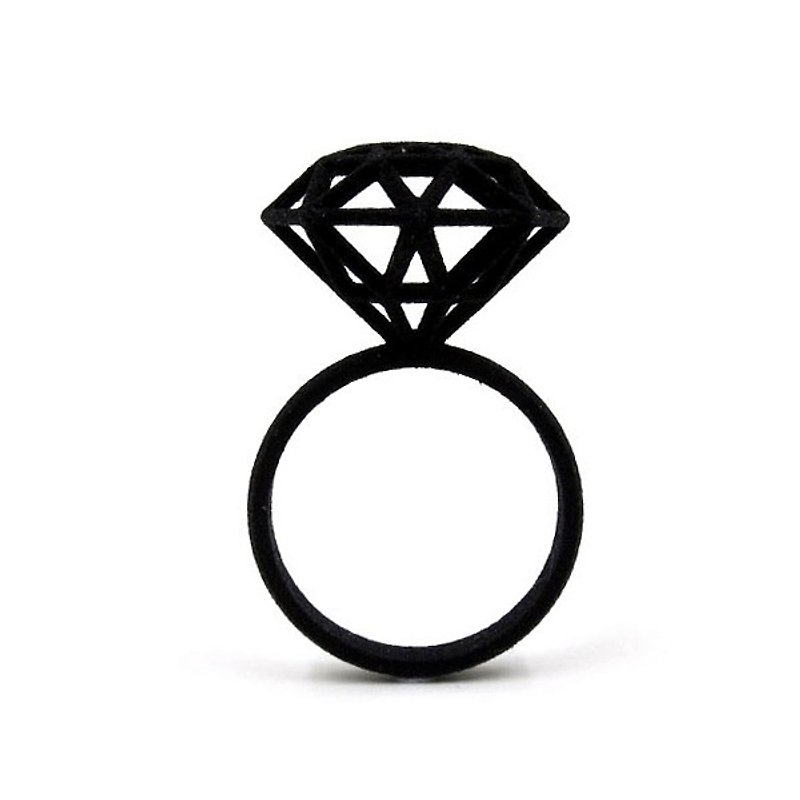 3D打印飾物戒指 - 三維打印 x Sparkler Ring - 戒指 - 其他材質 黑色