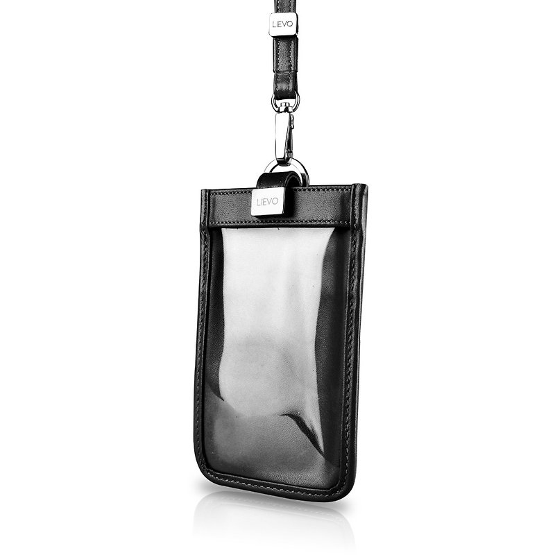 [LIEVO] TOUCH - Neck-mounted leather phone case_Black 5.1 - เคส/ซองมือถือ - หนังแท้ สีดำ