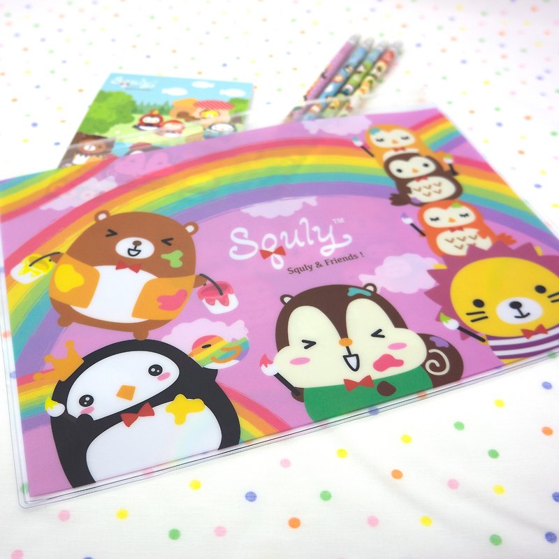 Squly & Friends B5 膠拉鏈袋 (彩虹) - D016SQS - 筆盒/筆袋 - 塑膠 紫色