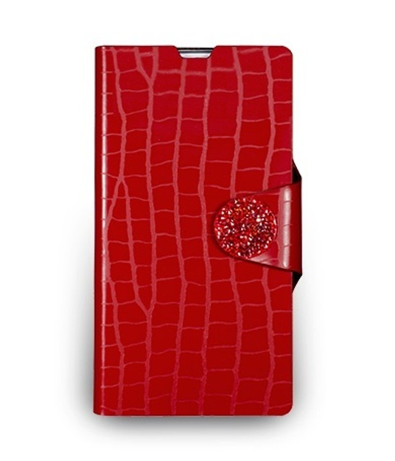 Sony Xperia Z1 standing crocodile embossed leather - bright red color - Other - Genuine Leather Red