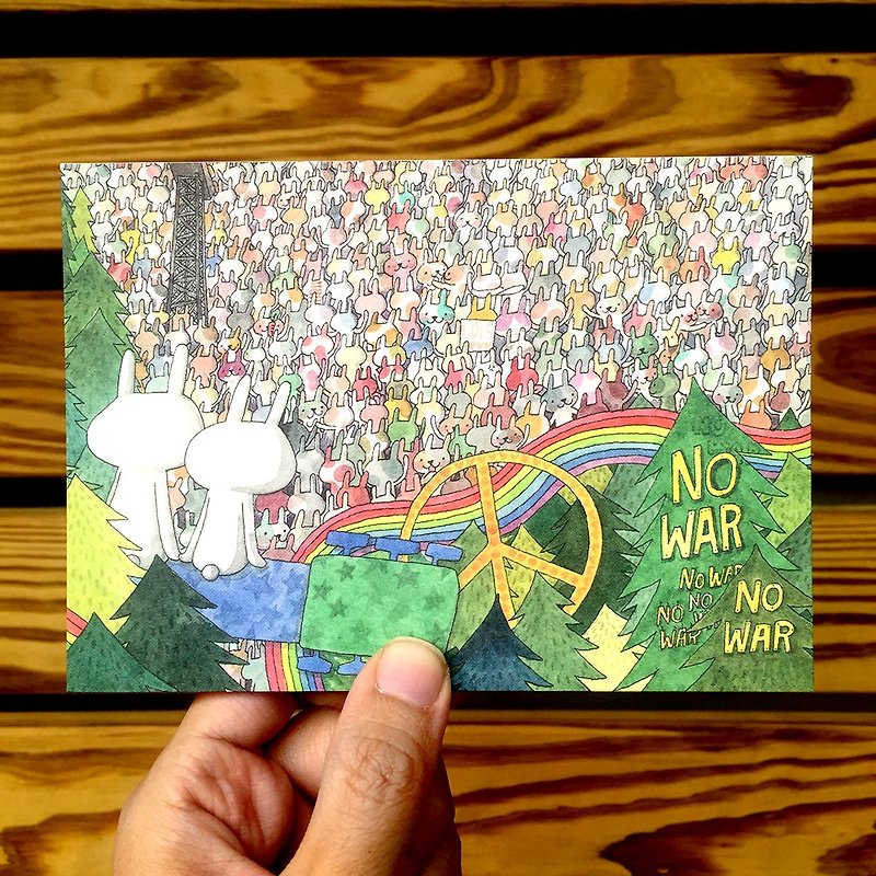 設計明信片｜兔子音樂祭No War - 心意卡/卡片 - 紙 綠色