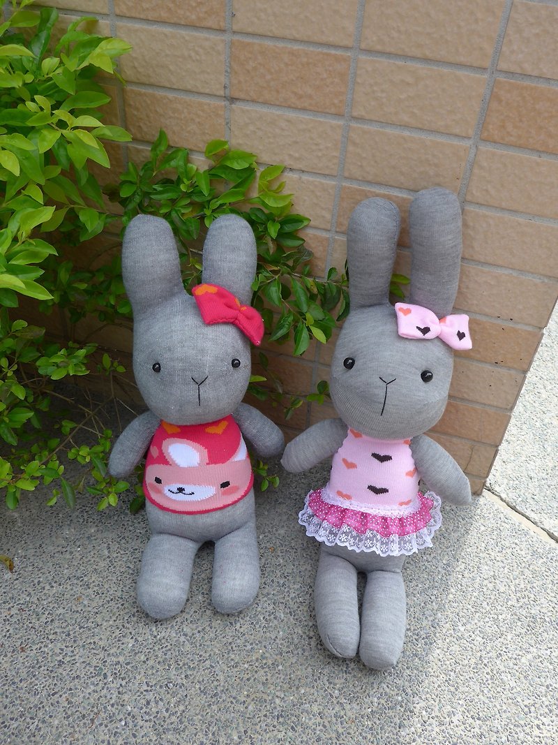 【幸福咩咩•手作小舖】可愛灰色小兔娃娃/單隻 - 公仔模型 - 其他材質 