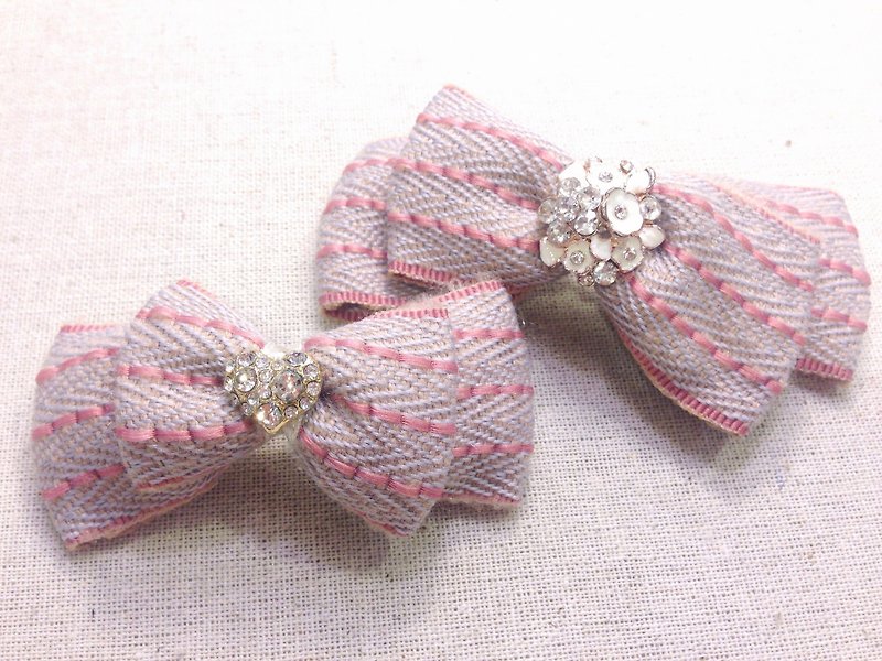 Winter new Korean ribbon bow hairpin group -D1219-04 - Hair Accessories - Other Materials Pink