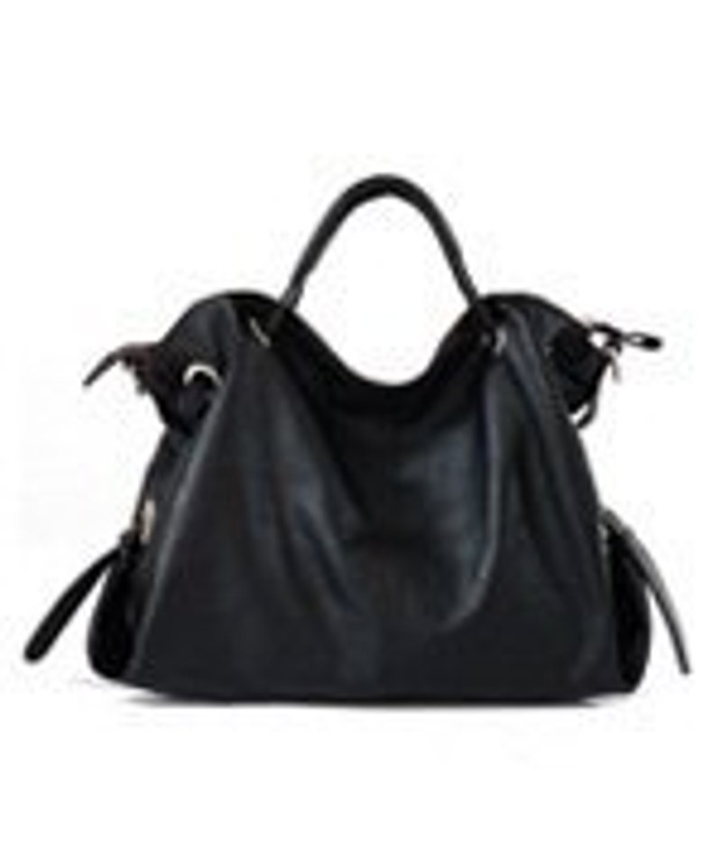 【La Poche Secrete】Genuine Leather Handbag- Black- HS-1912-BK - Messenger Bags & Sling Bags - Genuine Leather Black