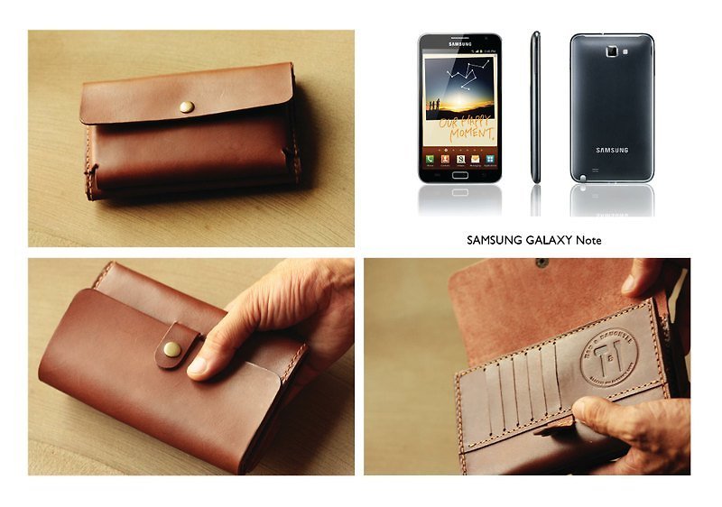 Customized Goods: SAMSUNG GALAXY Note Leather Case - อื่นๆ - หนังแท้ สีนำ้ตาล