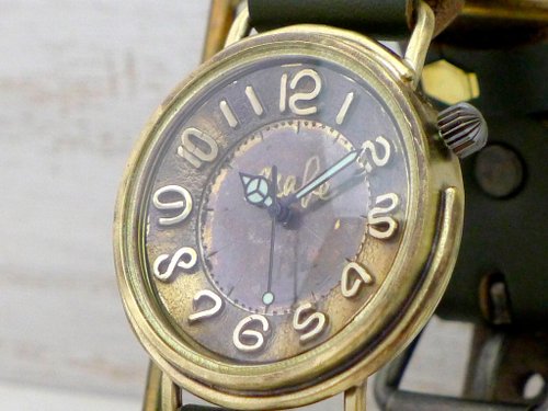 手作り時計 渡辺工房 Hand Craft Watch "Watanabe-KOBO" 手作り時計 Big Wheel2-B JUMBO36mm Brass(真鍮) 立體數字インデックス (JUM125 KH)