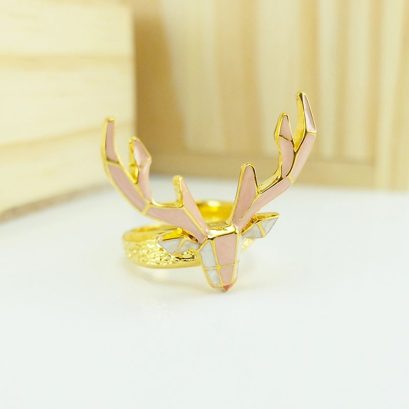 Glorikami Pink Deer Origami Ring - General Rings - Other Metals Pink