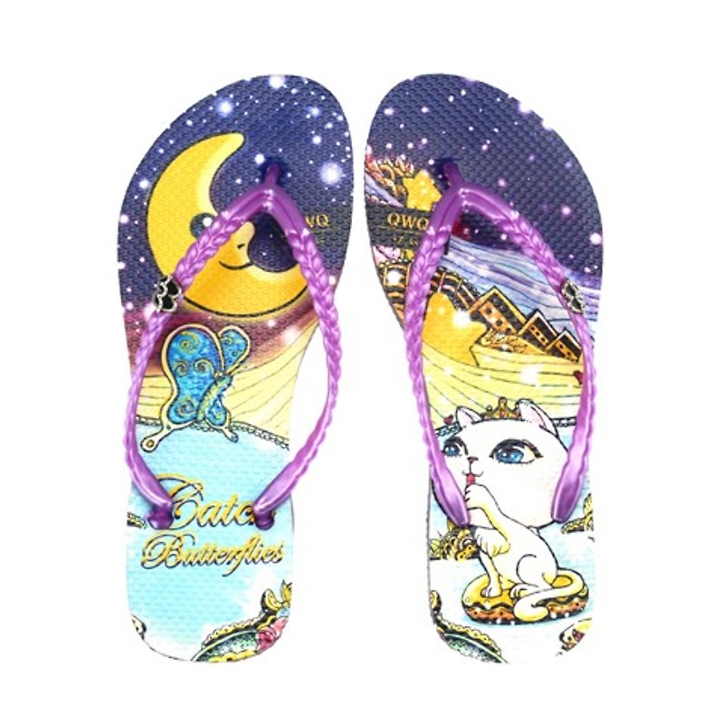 QWQ Creative Design Flip-Flops-Catch Butterflies-Purple [ST0431503] - Women's Casual Shoes - Waterproof Material Purple