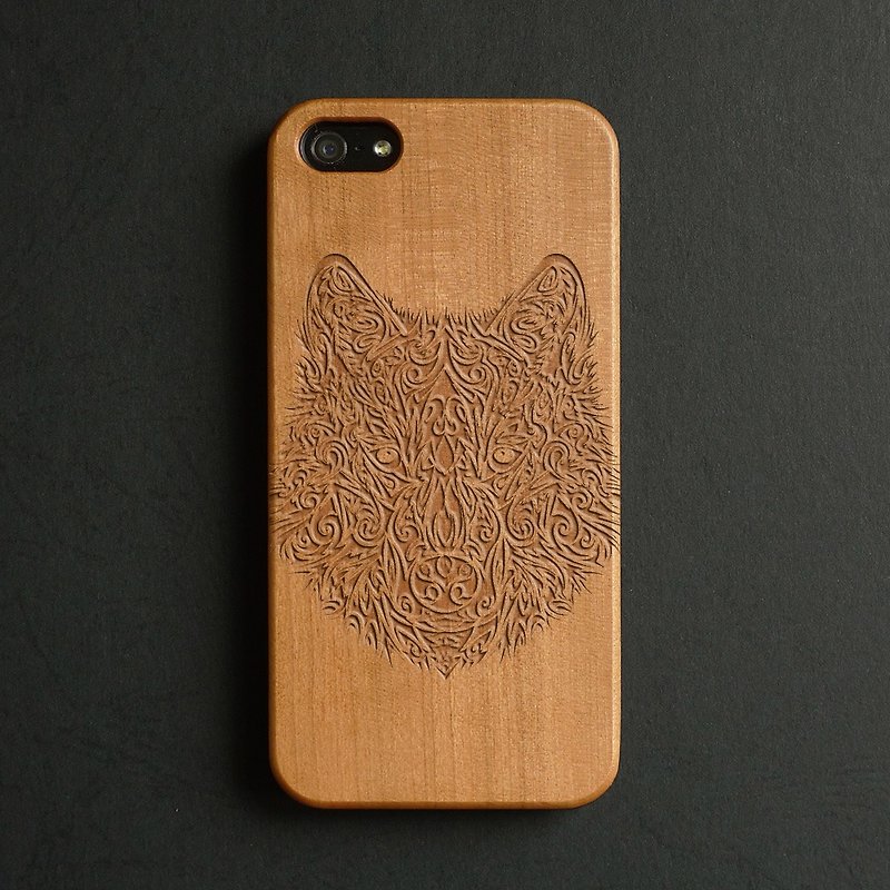 本物の木刻まiPhone 6月6日プラスケースS053花の狼ヘッド - スマホケース - 木製 多色