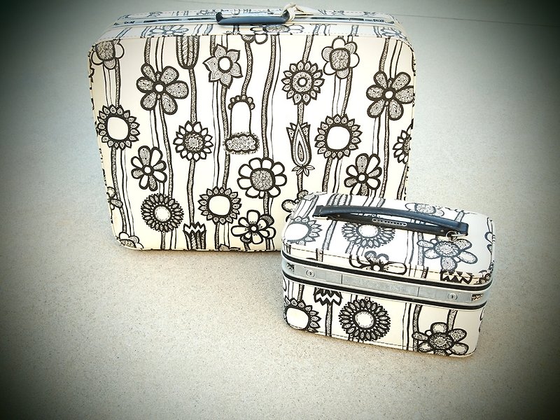 1960＆＃39; sの、サムソナイト、マリメッコのヒマワリ手荷物の美しさのケース - スーツケース - その他の素材 ブラック