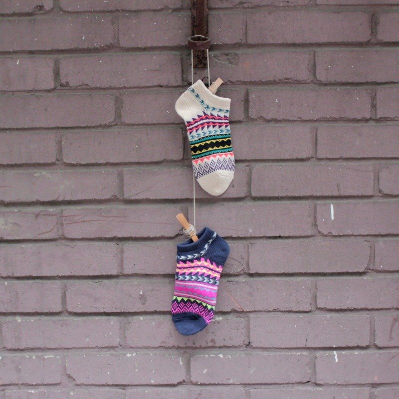 ☼saibaba ethnique //  --- 民族風圖騰棉線短襪夏季1+1組合☼ - 襪子 - 其他材質 多色