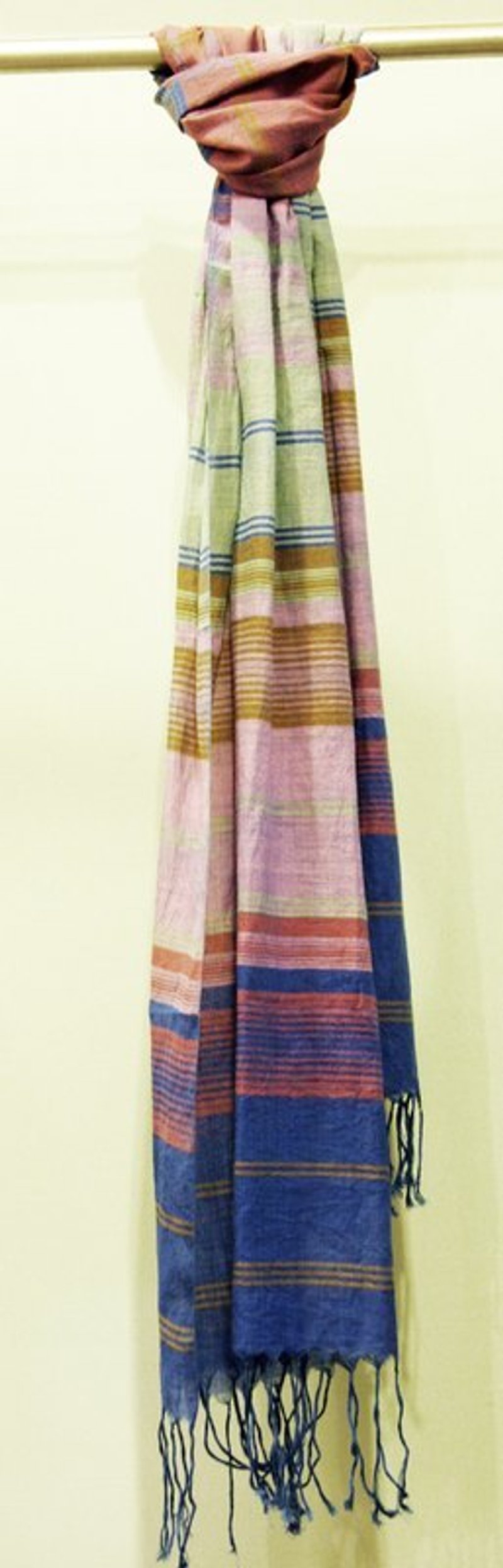 手織圍巾＿條紋棉 - スカーフ - その他の素材 