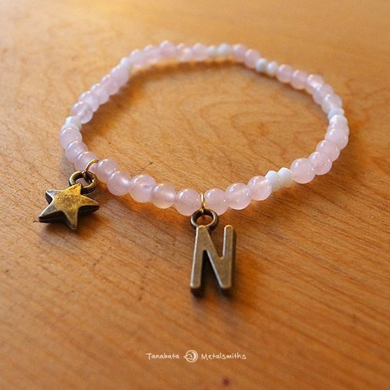 ☽ Qi Xi hand for ☽ [07232] alphabetical stars pink bracelet - Bracelets - Other Materials Pink