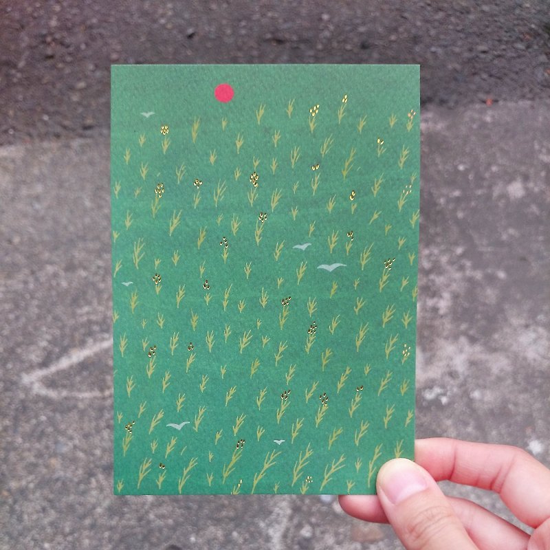 明信片-纍纍稻穗,是豐盛的模樣 - 卡片/明信片 - 紙 綠色