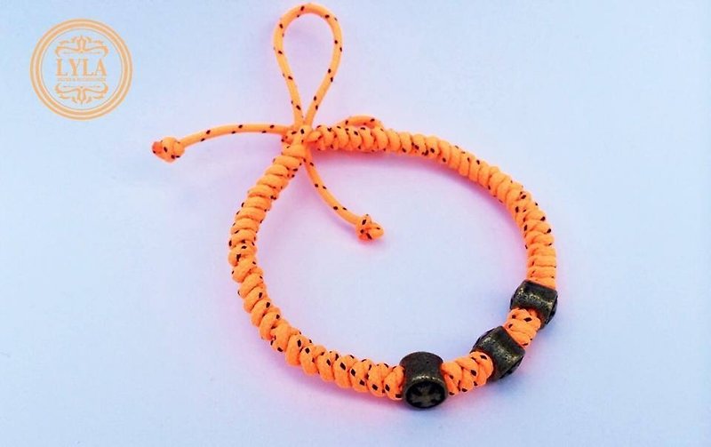 Fluorescent orange - fine version braid - Bracelets - Other Materials Orange