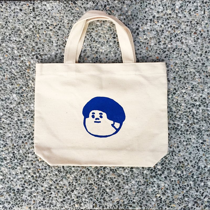 Stupid Human - mediated too (boy) canvas small bag / double handmade serigraphy - navy blue - กระเป๋าถือ - วัสดุอื่นๆ 