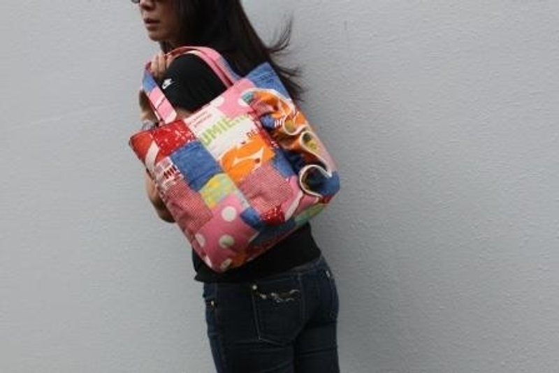 Limited hand-made colorful brick smile lotus leaf portable shoulder bag - Handbags & Totes - Other Materials Pink