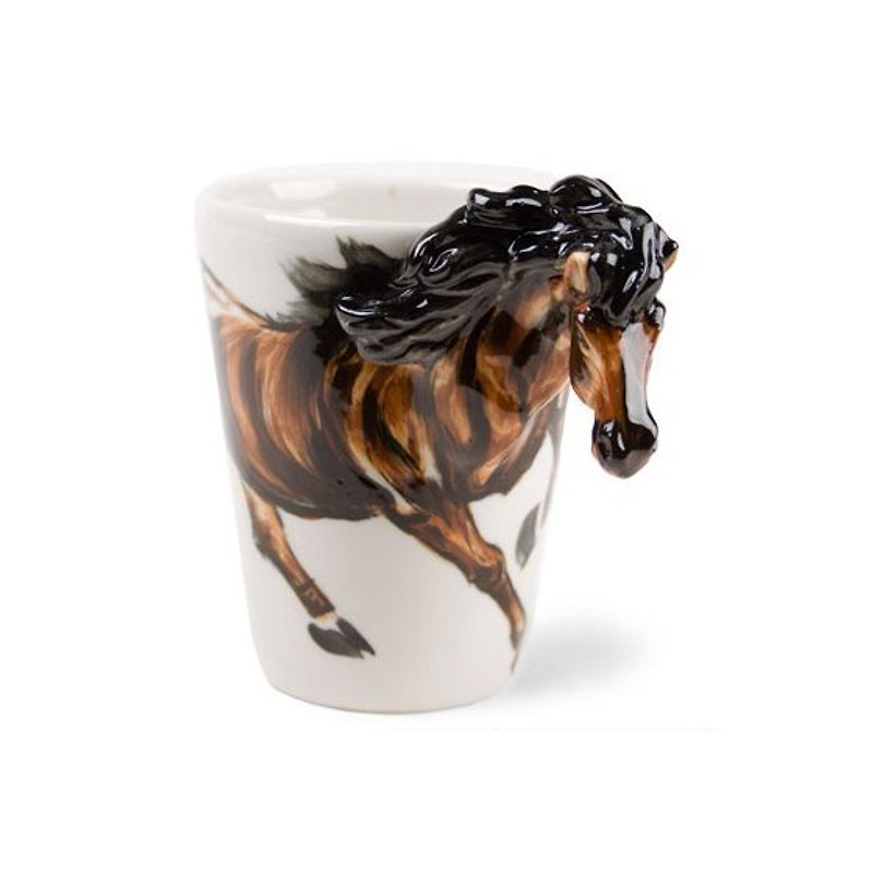 【可刻字的動物馬克杯】Blue Witch英國手繪杯 馬 立體刻字陶瓷馬克杯 - 咖啡杯 - 其他材質 咖啡色