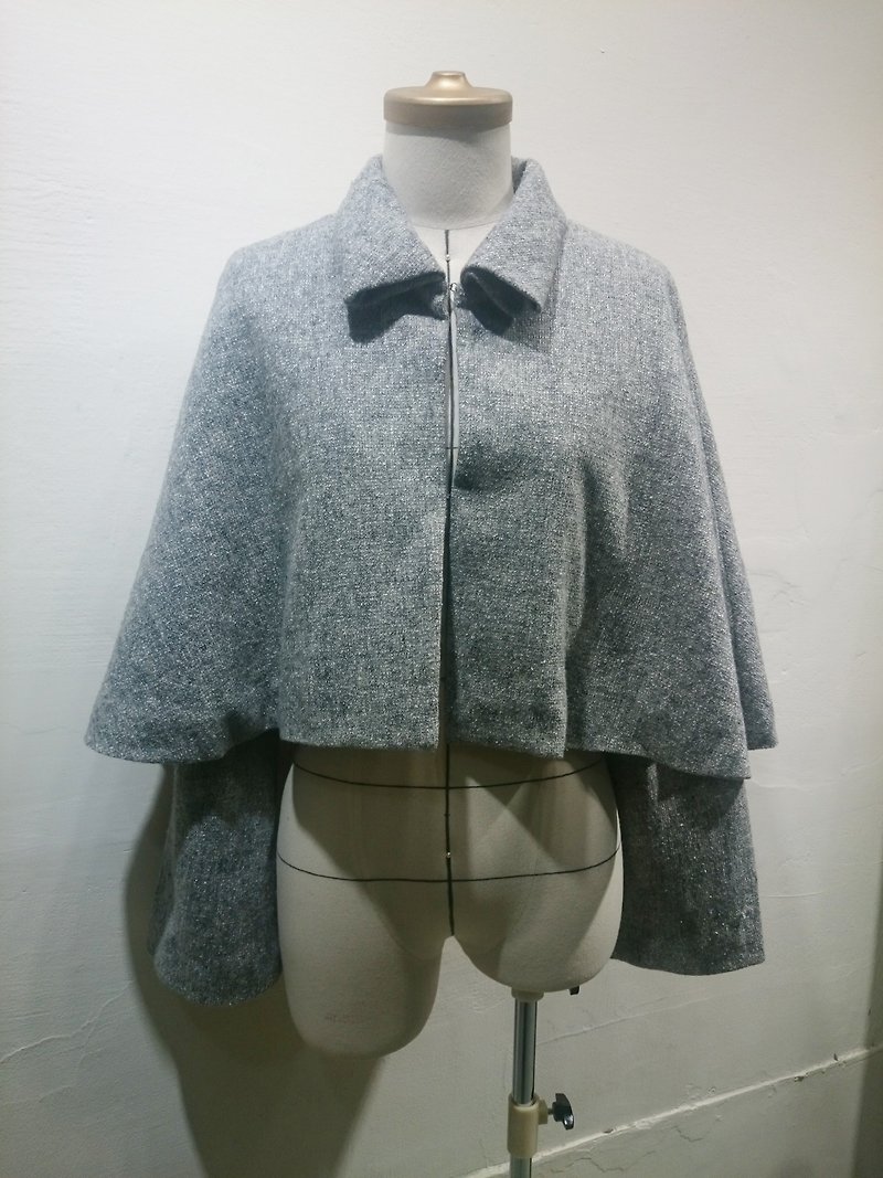 Sample sale 日本毛料斗篷外套 銀河星光 - 女大衣/外套 - 其他材質 灰色