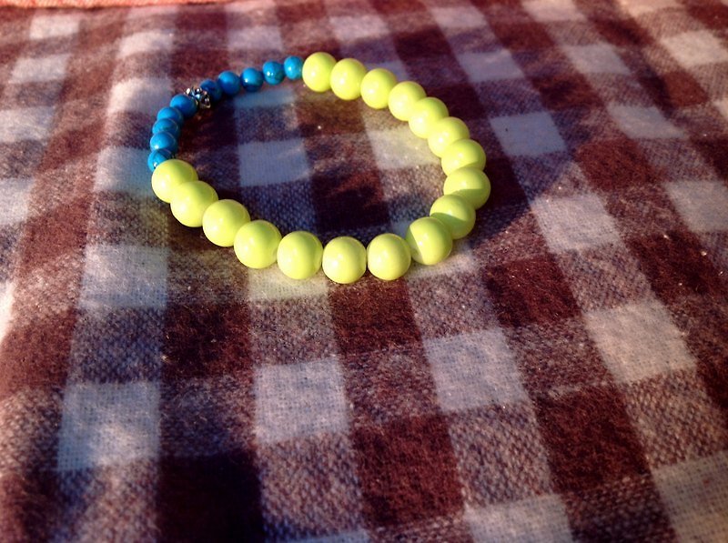 ∞ blue fluorescent yellow bracelet - Bracelets - Other Materials Multicolor