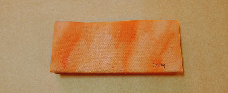 (Christmas gift sale in)Small orange hand-dyed long wallet (free branded with English words Oh!) - กระเป๋าสตางค์ - อะคริลิค สีส้ม