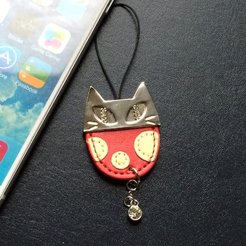 Noafamily, Noah Big Eye Cat Crystal Phone Strap_R (J417-R) - Charms - Other Metals Multicolor