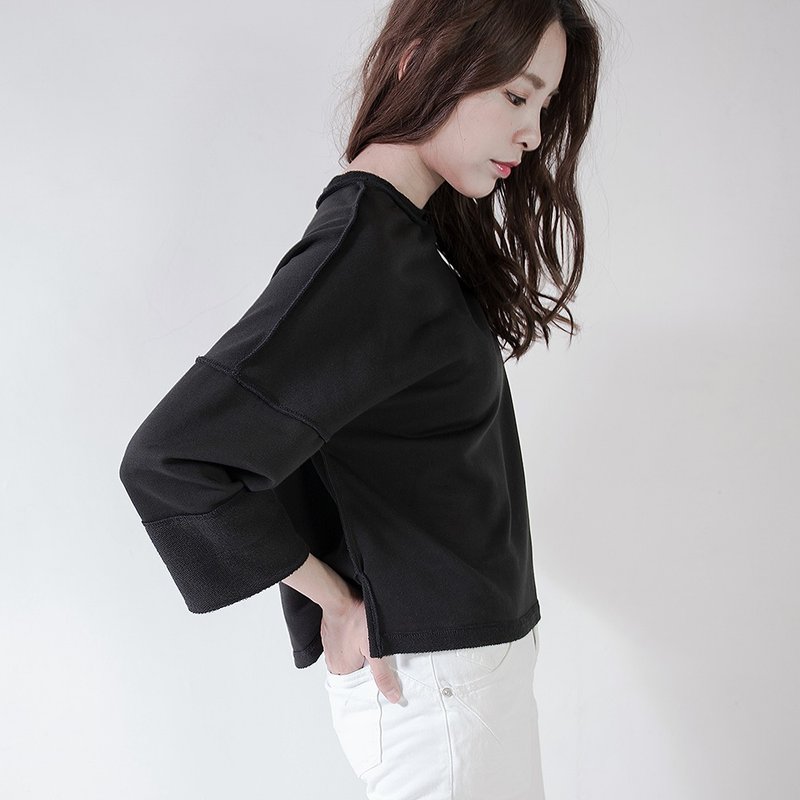 SU:MI said Spotless 純粹反絨上衣_5AF006_黑 - 女上衣/長袖上衣 - 棉．麻 黑色